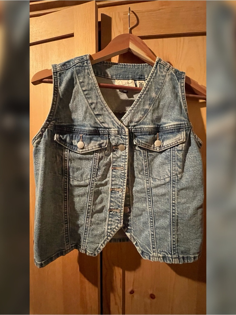 Universal Thread Light Blue Denim Button-Front Tank Vest
